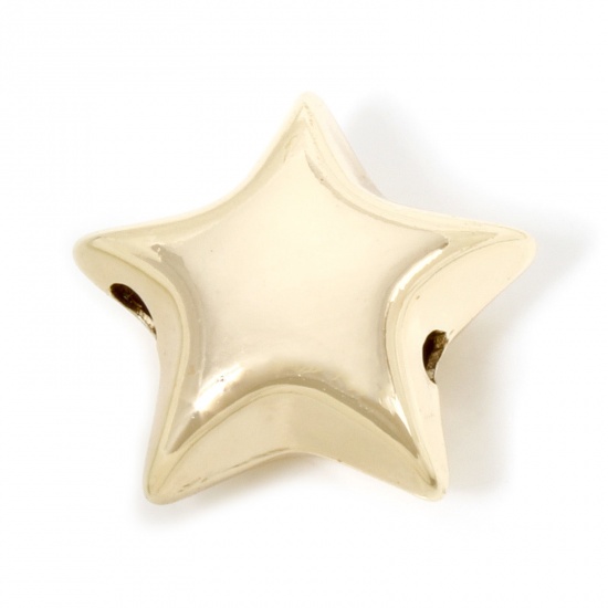 Picture of 1 Piece Eco-friendly Brass Galaxy Charms 18K Real Gold Plated Pentagram Star 3D 22mm x 21mm