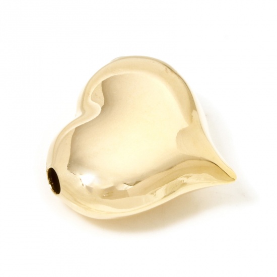 Immagine di 1 Pz Ecologico Ottone San Valentino Ciondoli Pendenti Cuore 18K Vero Oro Placcato 3D 3cm x 2.6cm
