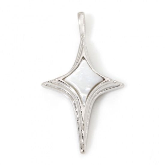 Image de 1 Pièce Breloques Galaxie en Coquille Naturelle & Laiton Respectueux de la Nature Etoile Plaqué Platine Véritable 25mm x 14mm
