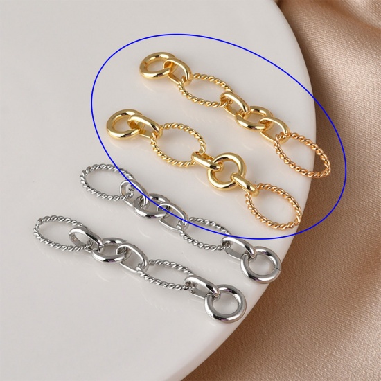 Immagine di 1 Pz Ottone Pendenti Charms Connettori Accessori Catena a Maglie Placcato Oro 14K 6cm x 1cm