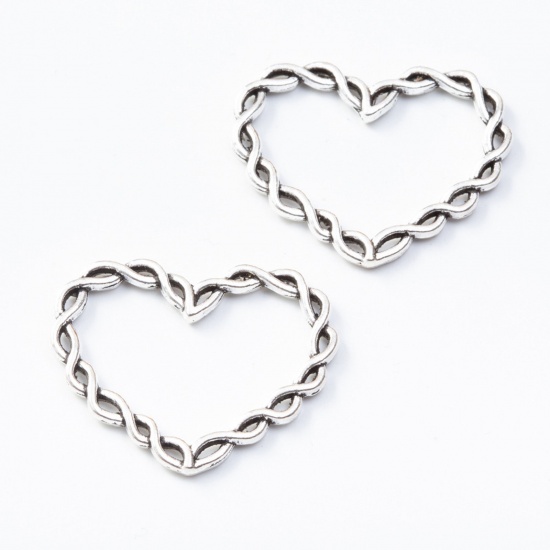 Immagine di 30 Pz Lega di Zinco San Valentino Ciondoli Pendenti Argento Antico Cuore Filigrana 3.2cm x 2.8cm