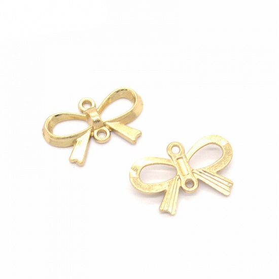 Immagine di 50 Pz Lega di Zinco Abiti Pendenti Charms Connettori Accessori Cravatta a Farfalla KC Placcato Oro Filigrana 22mm x 15mm