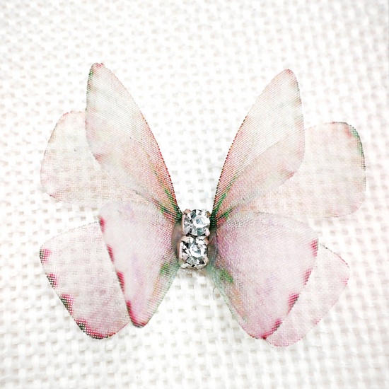 Picture of 20 PCs Polyester Ethereal Butterfly DIY Handmade Craft Materials Accessories Pink Butterfly Animal Multilayer 3cm