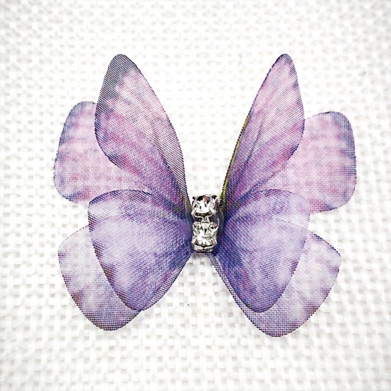 Picture of 20 PCs Polyester Ethereal Butterfly DIY Handmade Craft Materials Accessories Purple Butterfly Animal Multilayer 3cm