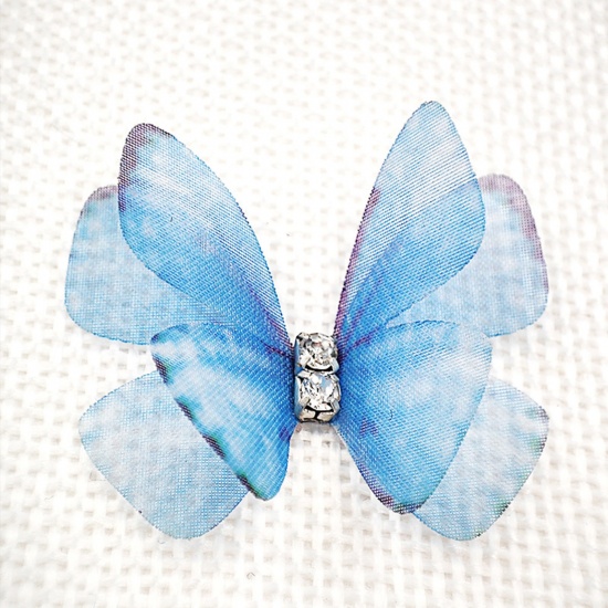 Picture of 20 PCs Polyester Ethereal Butterfly DIY Handmade Craft Materials Accessories Blue Butterfly Animal Multilayer 3cm