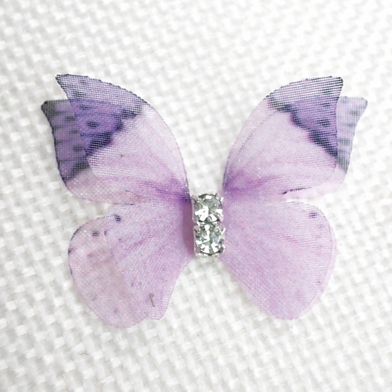 Immagine di 20 Pz Poliestere Eterea Farfalla Accessori per materiali artigianali fatti a mano fai-da-te Colore Viola Farfalla Multilayer 3cm