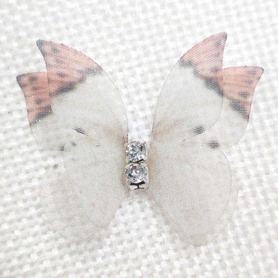 Immagine di 20 Pz Poliestere Eterea Farfalla Accessori per materiali artigianali fatti a mano fai-da-te Beige Farfalla Multilayer 3cm
