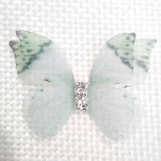Immagine di 20 Pz Poliestere Eterea Farfalla Accessori per materiali artigianali fatti a mano fai-da-te Verde Farfalla Multilayer 3cm