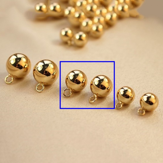 Picture of 5 PCs Brass Geometric Charms 18K Real Gold Plated Ball 3D 10mm Dia.