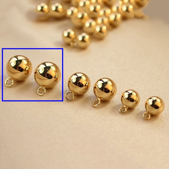 Picture of 5 PCs Brass Geometric Charms 18K Real Gold Plated Ball 3D 12mm Dia.