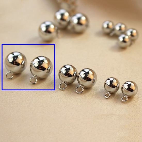 Picture of 5 PCs Brass Geometric Charms Real Platinum Plated Ball 3D 12mm Dia.