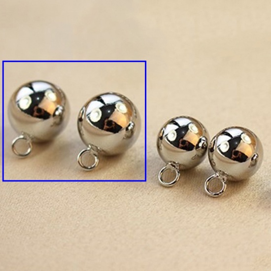 Picture of 5 PCs Brass Geometric Charms Real Platinum Plated Ball 3D 16mm Dia.