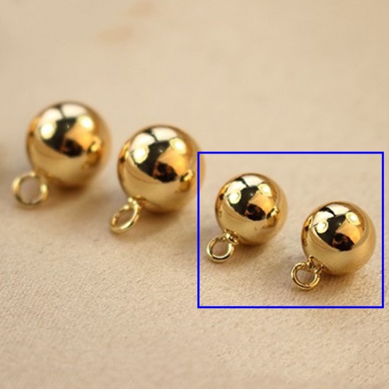 Picture of 5 PCs Brass Geometric Charms 18K Real Gold Plated Ball 3D 14mm Dia.