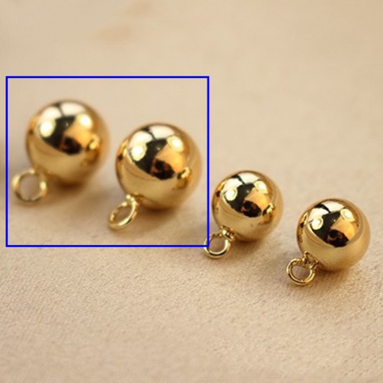 Picture of 5 PCs Brass Geometric Charms 18K Real Gold Plated Ball 3D 16mm Dia.