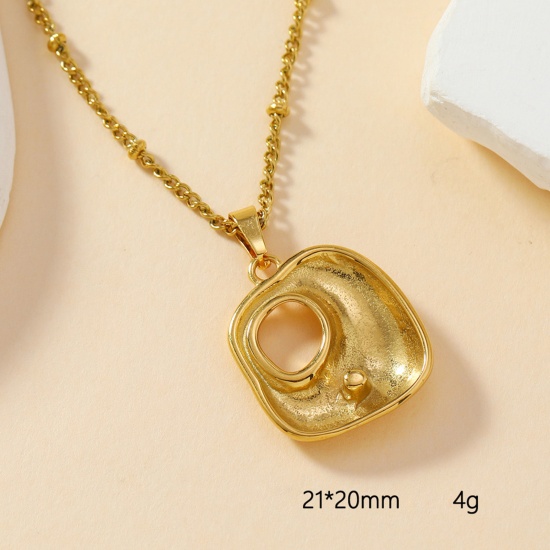 Picture of 2 PCs Vacuum Plating 304 Stainless Steel Casting Charm Pendant Gold Plated Irregular 21mm x 23mm