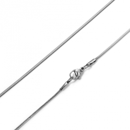 Immagine di 1 Piece 304 Stainless Steel Snake Chain Necklace For DIY Jewelry Making Silver Tone 45cm(17.7") long, Chain Size: 1.4mm