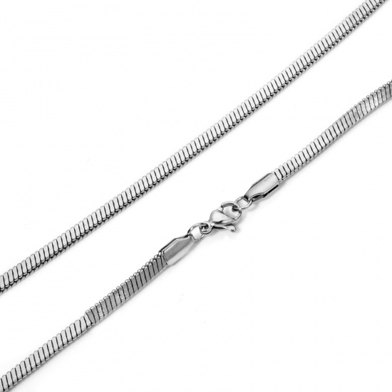 Immagine di 1 Piece 304 Stainless Steel Snake Chain Necklace For DIY Jewelry Making Silver Tone 50cm(19.7") long, Chain Size: 3mm