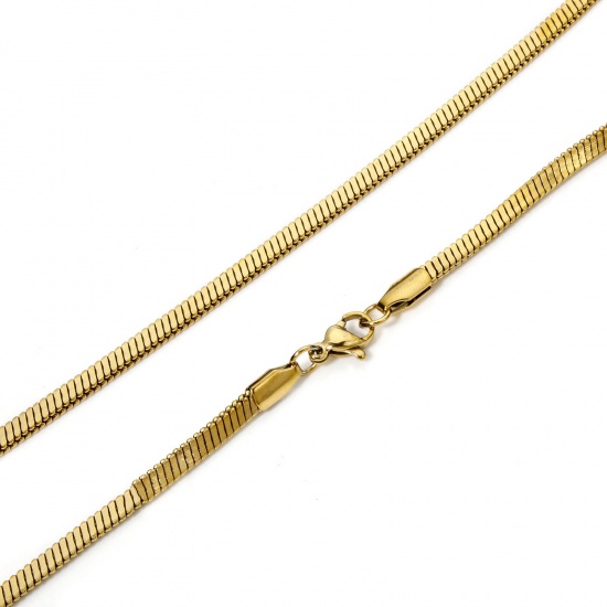 Immagine di 1 Piece Vacuum Plating 304 Stainless Steel Snake Chain Necklace For DIY Jewelry Making 18K Gold Plated 50cm(19.7") long, Chain Size: 3mm