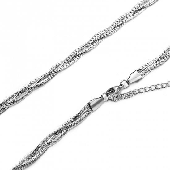 Immagine di 1 Piece 304 Stainless Steel Weave Braided Snake Chain Necklace For DIY Jewelry Making Silver Tone 45cm(17.7") long, Chain Size: 5mm
