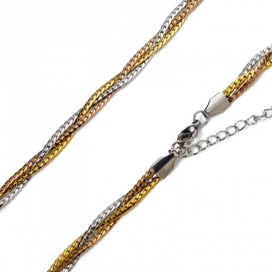 Immagine di 1 Piece Vacuum Plating 304 Stainless Steel Weave Braided Snake Chain Necklace For DIY Jewelry Making Multicolor 45cm(17.7") long, Chain Size: 5mm