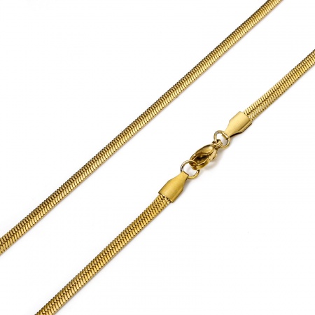 Bild von Großhandel Flache Schlangenkette Halskette, 18K Vergoldet 304 Edelstahl, Unisex Vakuumbeschichtung Minimalistisch Geschenk Schmuck für Einzelhändler, 50cm lang, Kettengröße: 3.5mm, 1 Strang