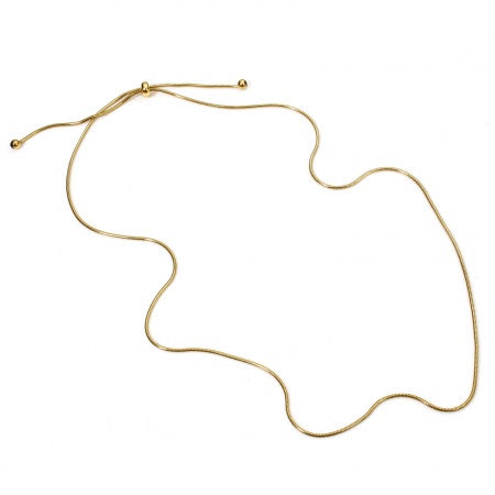 Picture of Wholesale Adjustable Slider/ Slide Bolo Necklace, 18K Gold Plated 304 Stainless Steel Snake Chain, Unisex Vacuum Plating Stylish Gift Jewelry For Retailer, 58cm(22.8") long, 1 Piece