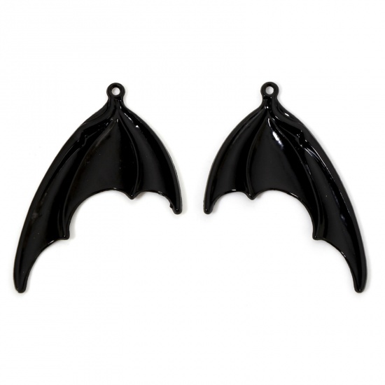 Immagine di 5 Paia Lega di Zinco Gotico Ciondoli Pendenti Nero Halloween Pipistrello Ali 5.3cm x 3.2cm