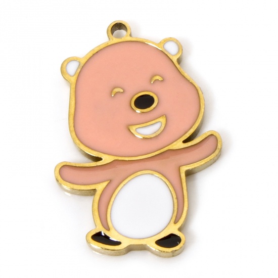 Immagine di 2 PCs Vacuum Plating 304 Stainless Steel Charms Gold Plated Capybara Animal Enamel 14mm x 10mm