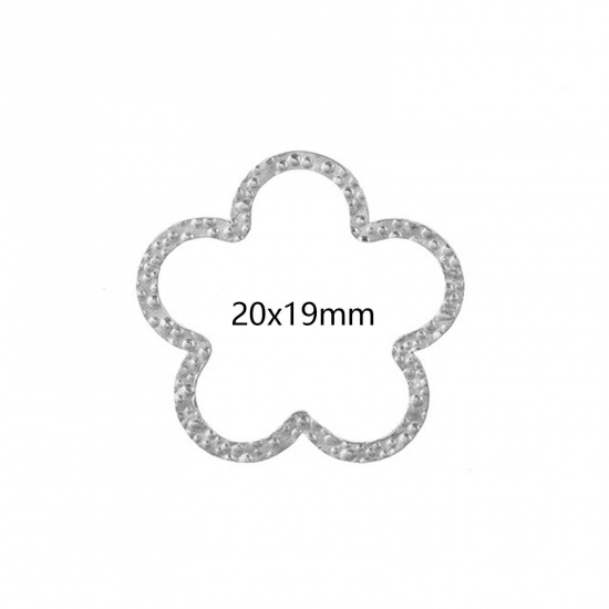 Immagine di 5 Pz 304 Acciaio Inossidabile Pendenti Charms Connettori Fiore Tono Argento goffratura 20mm x 19mm