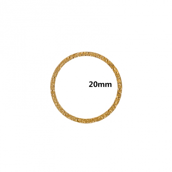 Immagine di 5 Pz Placcatura Sottovuoto 304 Acciaio Inossidabile Pendenti Charms Connettori Tondo Placcato Oro 18K goffratura 20mm Dia.