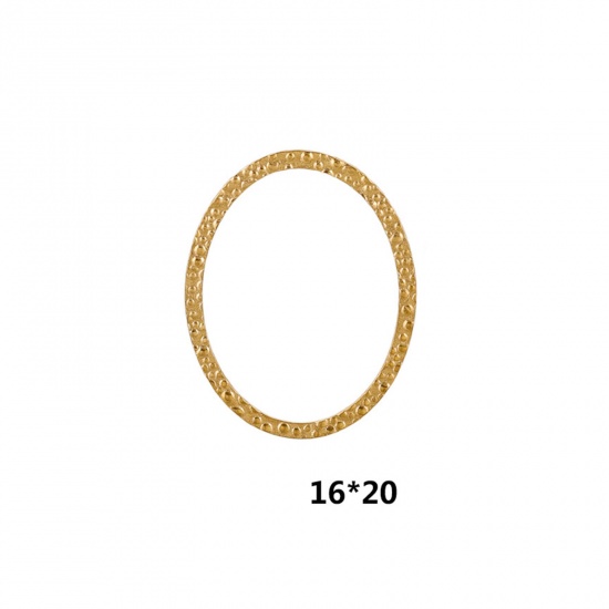 Immagine di 5 Pz Placcatura Sottovuoto 304 Acciaio Inossidabile Pendenti Charms Connettori Ovale Placcato Oro 18K goffratura 20mm x 16mm