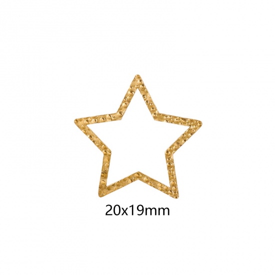 Immagine di 5 Pz Placcatura Sottovuoto 304 Acciaio Inossidabile Pendenti Charms Connettori Stella a Cinque Punte Placcato Oro 18K goffratura 20mm x 19mm