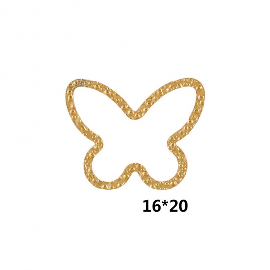 Immagine di 5 Pz Placcatura Sottovuoto 304 Acciaio Inossidabile Pendenti Charms Connettori Farfalla Placcato Oro 18K goffratura 20mm x 16mm