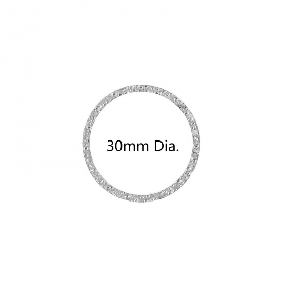 Immagine di 5 Pz 304 Acciaio Inossidabile Pendenti Charms Connettori Tondo Tono Argento goffratura 30mm Dia.