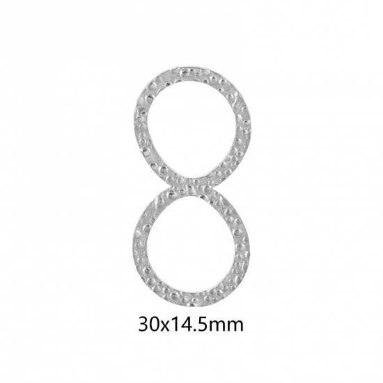 Immagine di 5 Pz 304 Acciaio Inossidabile Pendenti Charms Connettori Simbolo di Infinito Tono Argento goffratura 30mm x 14.5mm