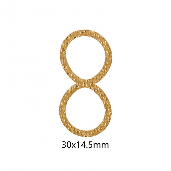 Immagine di 5 Pz Placcatura Sottovuoto 304 Acciaio Inossidabile Pendenti Charms Connettori Simbolo di Infinito Placcato Oro 18K goffratura 30mm x 14.5mm