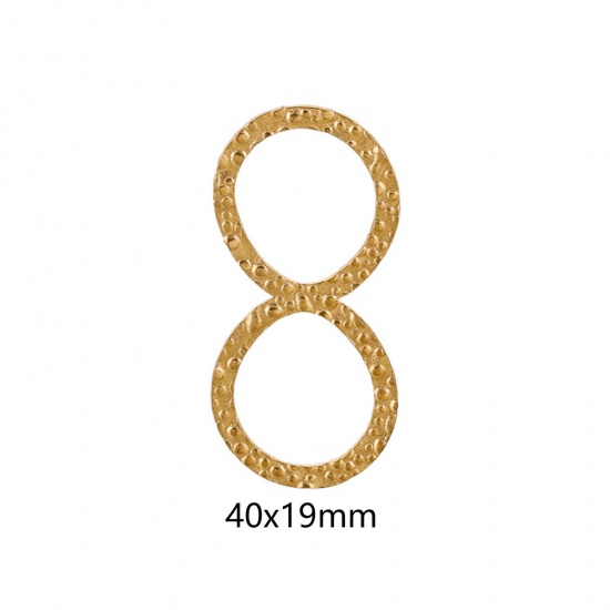 Immagine di 5 Pz Placcatura Sottovuoto 304 Acciaio Inossidabile Pendenti Charms Connettori Simbolo di Infinito Placcato Oro 18K goffratura 40mm x 19mm