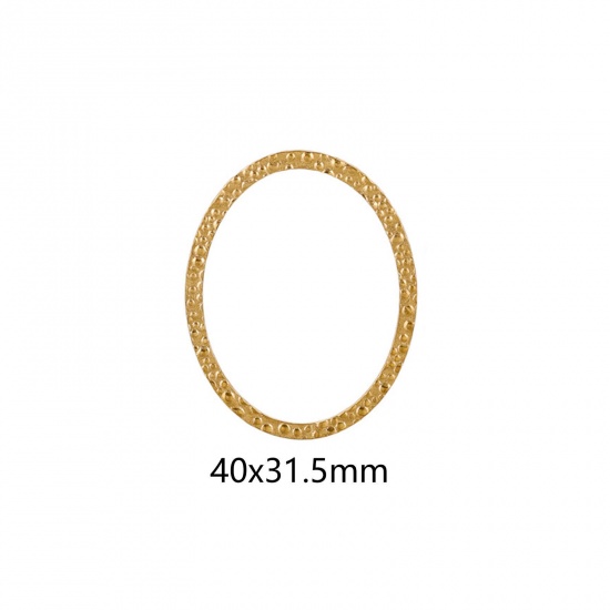 Immagine di 5 Pz Placcatura Sottovuoto 304 Acciaio Inossidabile Pendenti Charms Connettori Ovale Placcato Oro 18K goffratura 40mm x 31.5mm