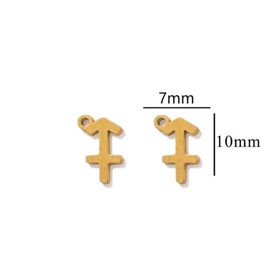 Immagine di 10 PCs Vacuum Plating 304 Stainless Steel Charms 18K Gold Plated Sagittarius Sign Of Zodiac Constellations Roller Burnishing 10mm x 7mm