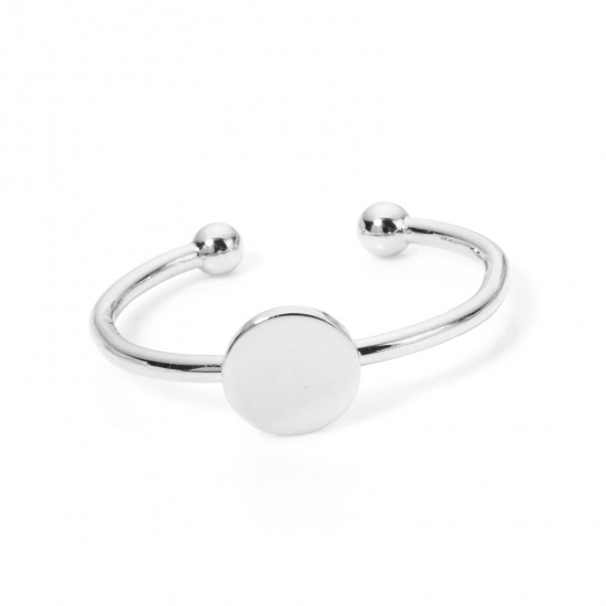 Image de 5 Pcs Apprêts de Bagues Hypoallergénique en Laiton Ouvert Plaqué Platine Véritable Disque Rond Coller sur (Convenir à 6mm Dia) 20mm (Taille d'US: 10.25)