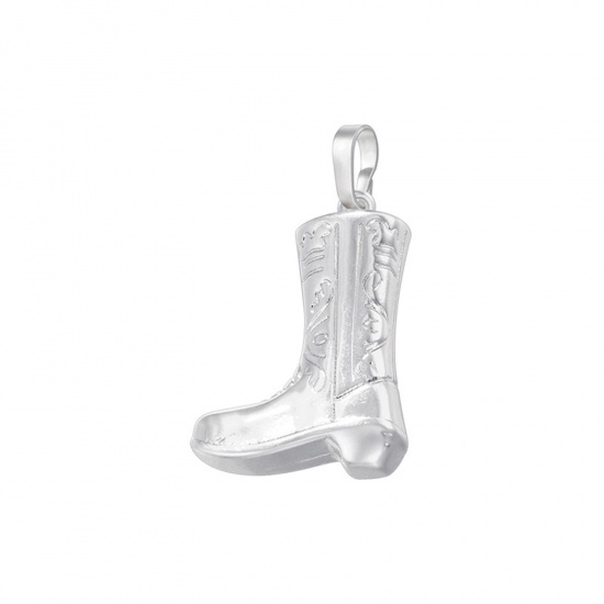 Immagine di 1 Pz Ottone Cowboy dell'Ovest Ciondoli Pendenti Stivale Platino Placcato Trasparente Cubic Zirconiae 25mm x 14.5mm