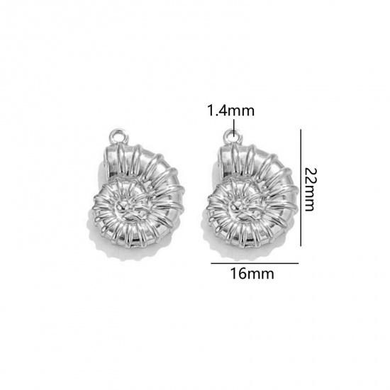 Immagine di 2 Pz 304 Acciaio Inossidabile Gioielli Oceanici Ciondoli Conchiglia Tono Argento 3D 22mm x 16mm