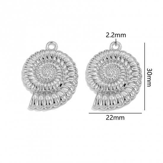 Immagine di 2 Pz 304 Acciaio Inossidabile Gioielli Oceanici Ciondoli Conchiglia Tono Argento 3D 30mm x 22mm
