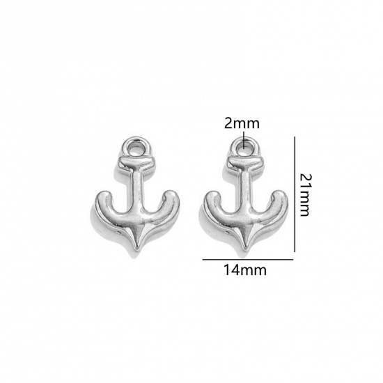 Immagine di 2 Pz 304 Acciaio Inossidabile Gioielli Oceanici Ciondoli Ancora Tono Argento 21mm x 14mm