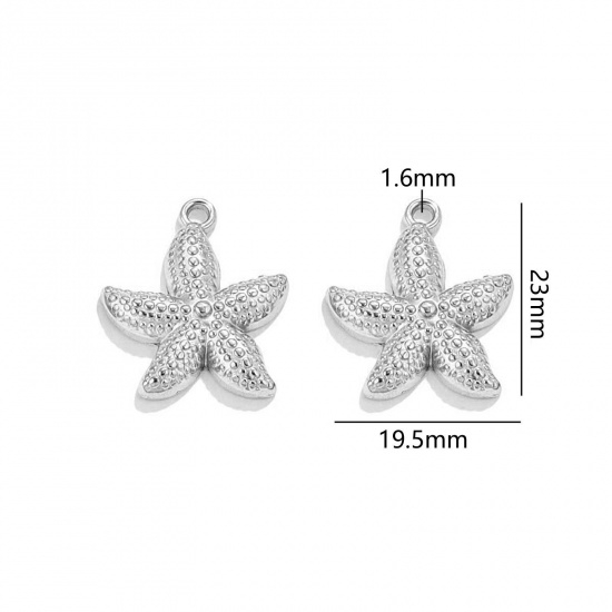 Immagine di 2 Pz 304 Acciaio Inossidabile Gioielli Oceanici Ciondoli Stella di Mare Tono Argento 23mm x 19.5mm