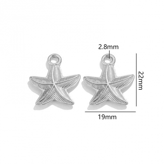 Immagine di 2 Pz 304 Acciaio Inossidabile Gioielli Oceanici Ciondoli Stella di Mare Tono Argento 22mm x 19mm