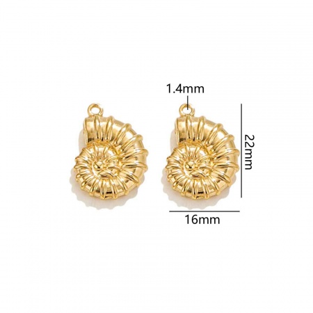 Picture of Vacuum Plating 304 Stainless Steel Ocean Jewelry Charms 18K Gold Plated Conch/ Sea Snail Star Fish