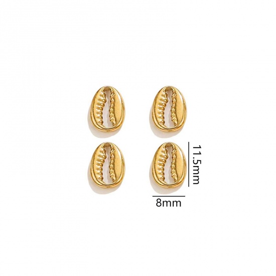 Image de 2 Pcs Breloques en 304 Acier Inoxydable Placage sous Vide Bijoux d'Océan Cypraea caputserpentis Plaqué Or 18K 3D 11.5mm x 8mm
