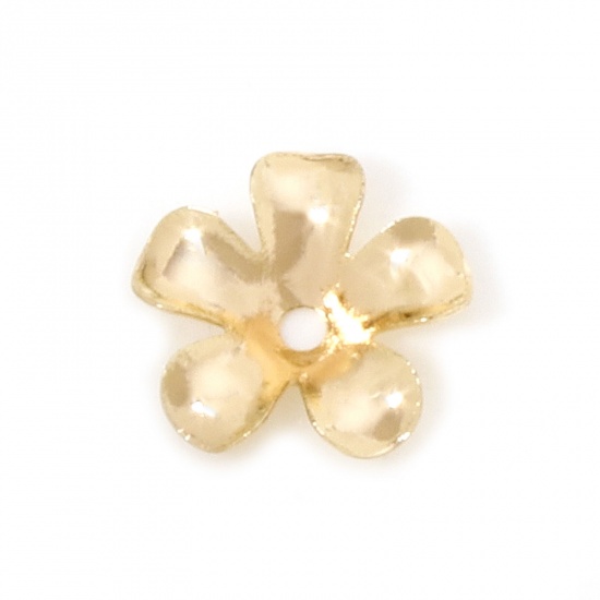 Immagine di 10 Pz Ecologico Ottone Coppette Copriperla Fiore 18K Vero Oro Placcato (Adatto 6mm Perline) 9mm x 9mm