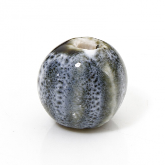 Immagine di 20 Pz Ceramica Diatanziale Perline per la Creazione di Gioielli con Fai-da-te Zucca Blu Grigio Circa 12mm x 11mm, Foro: Circa 2mm